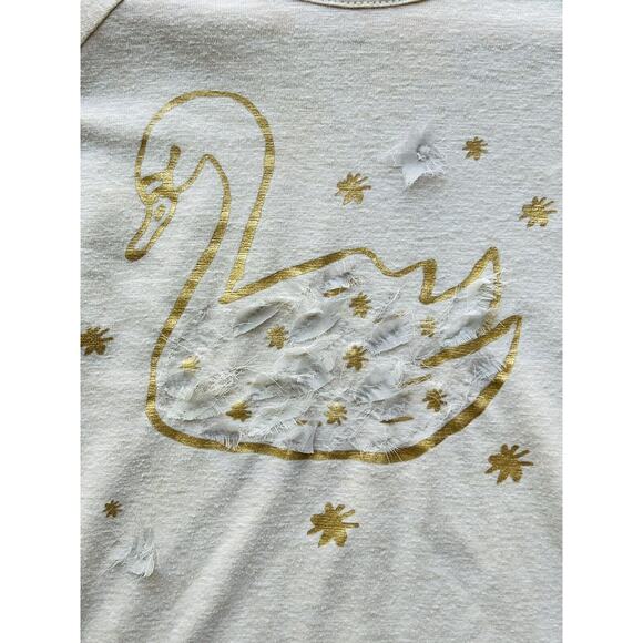 $58 EGG by SUSAN LAZAR Baby Toddler Girls Long Sleeve 3D Swan Top Gold Stars 24M - Picture 3 of 8